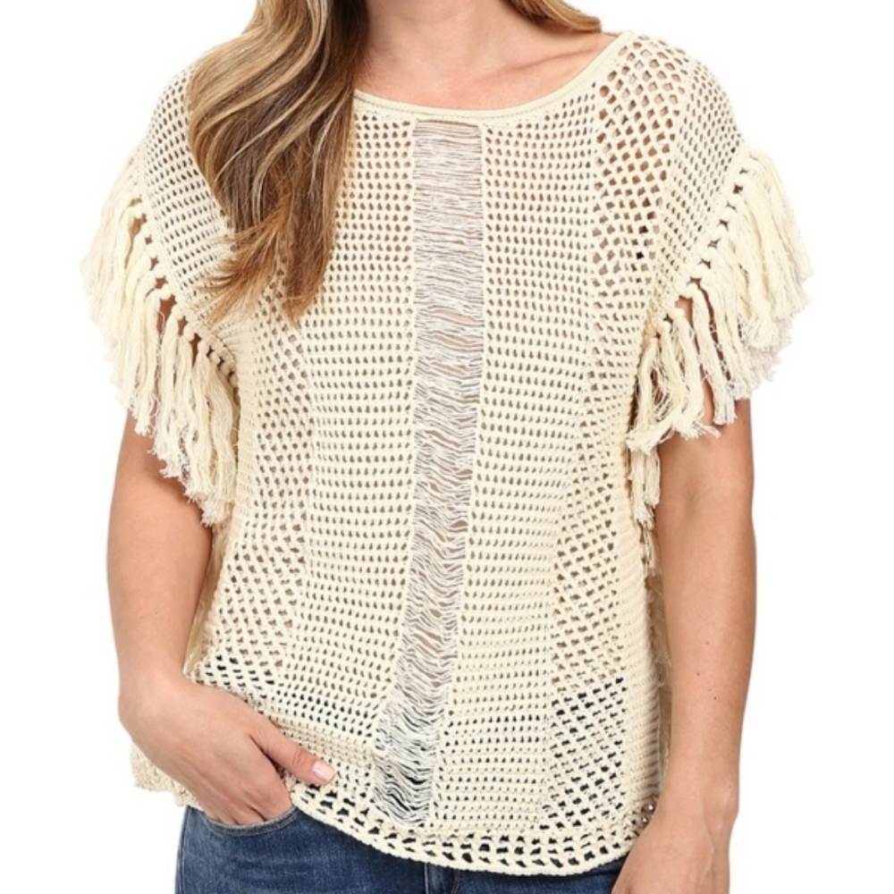 Lucky Women's Nomad Fringe Sweater, Natural